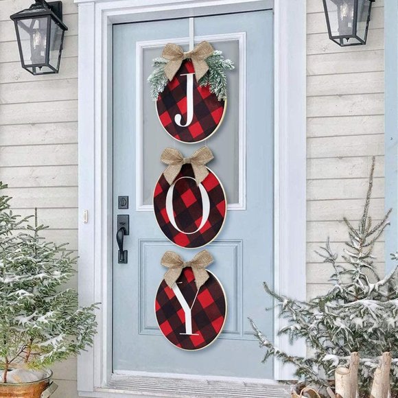 Christmas Decorations - Joy Sign - Buffalo Check